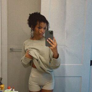 aerie embroidered sage green floral sweatshirt